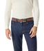 R.M.Williams - Drover Belt - Antique Nickel Hardware - Bark worn with denim jeans and a white long-sleeve shirt.