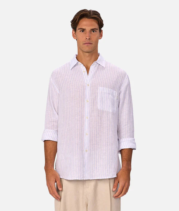 Industrie - The Baptiste Long Sleeve Shirt - White/Light Blue