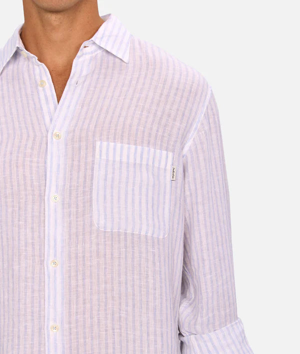 Industrie - The Baptiste Long Sleeve Shirt - White/Light Blue