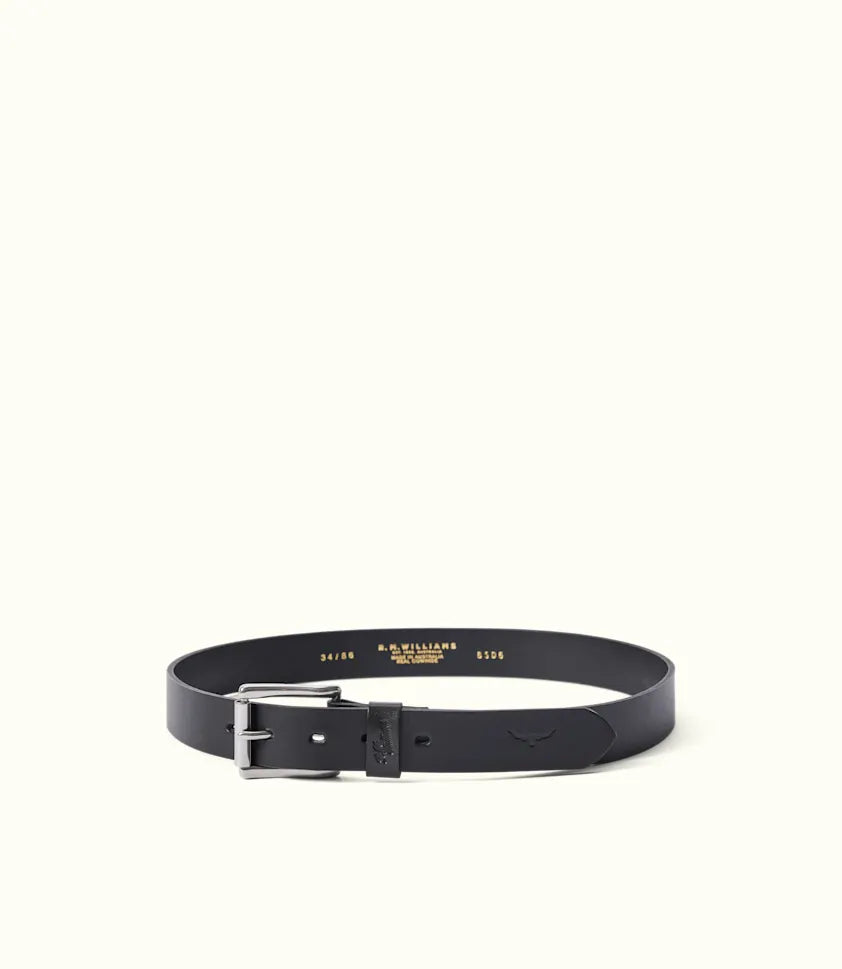 R.M.Williams - Berwick Belt - Nickel Roller Hardware - Black