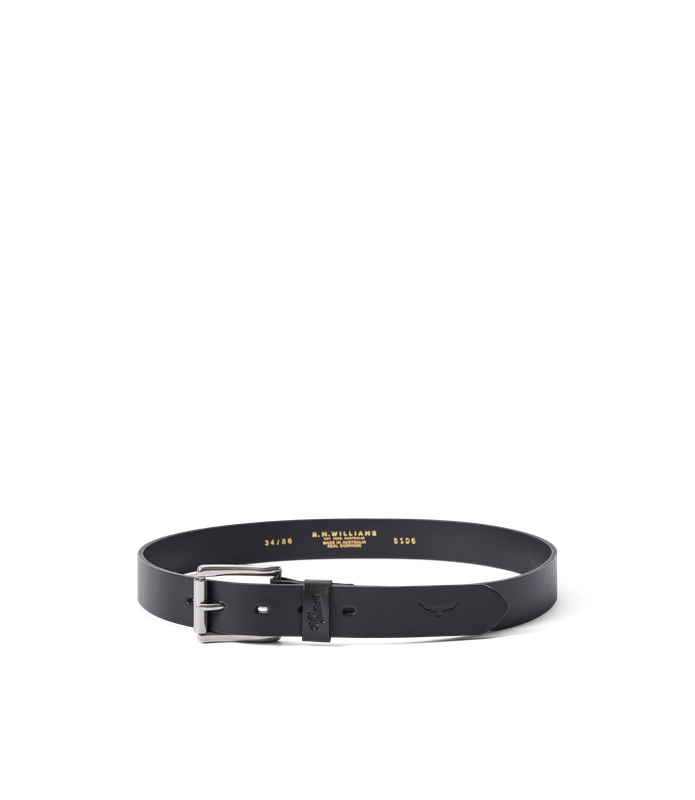 R.M.Williams - Berwick Belt - Nickel Roller Hardware - Black