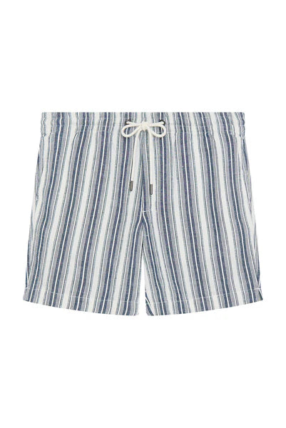 M.J. Bale - Bilgola Linen Short - Striped - Denim Ecru