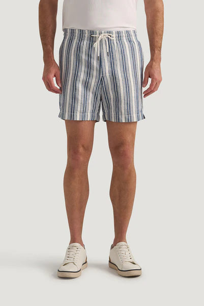 M.J. Bale - Bilgola Linen Short - Striped - Denim Ecru