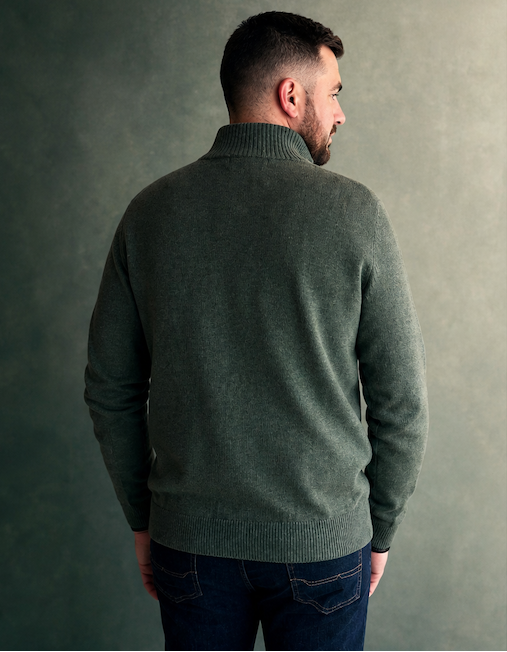 Ansett Clothing - Half Zip Wool/Cashmere Pullover - Green Grass