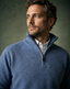 Ansett Clothing - Half Zip Wool/Cashmere Pullover - Jersey Blue