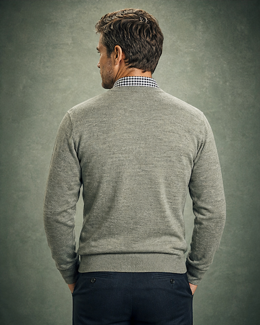 Ansett Clothing - Superwash V Neck Wool Jumper - Agate