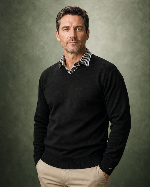 Ansett Clothing - Superwash V Neck Wool Jumper - Black
