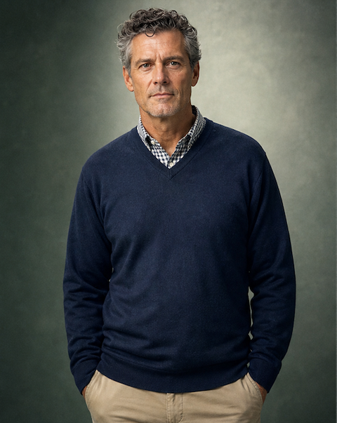 Ansett Clothing - Superwash V Neck Wool Jumper - Navy