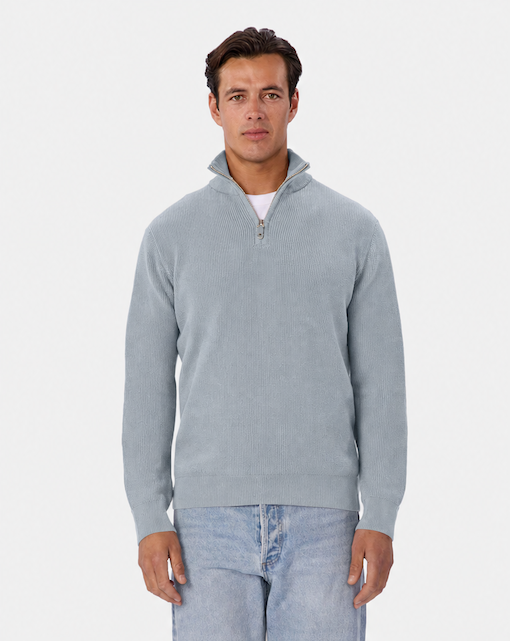 Industrie - The New England Zip Neck Knit - Mineral