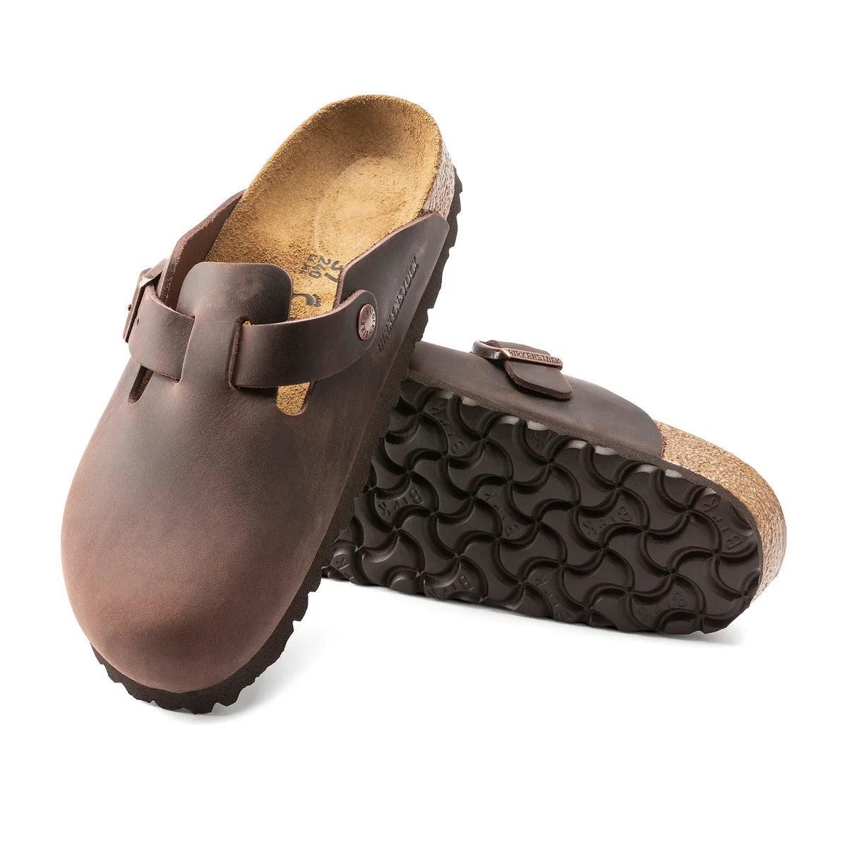 Birkenstock - Boston Oiled Leather - Regular Fit - Habana clogs showcasing their stylish design and comfortable footbed.