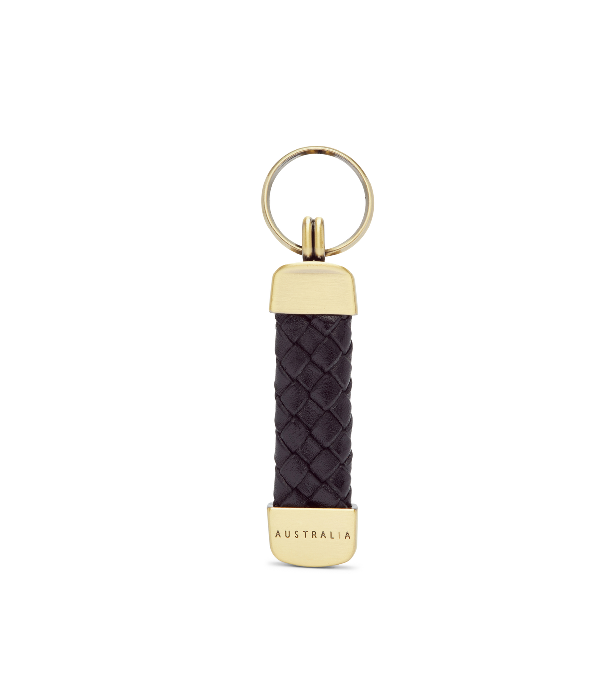 R.M.Williams - Plaited Keyring - Brass Tone Fittings - Black