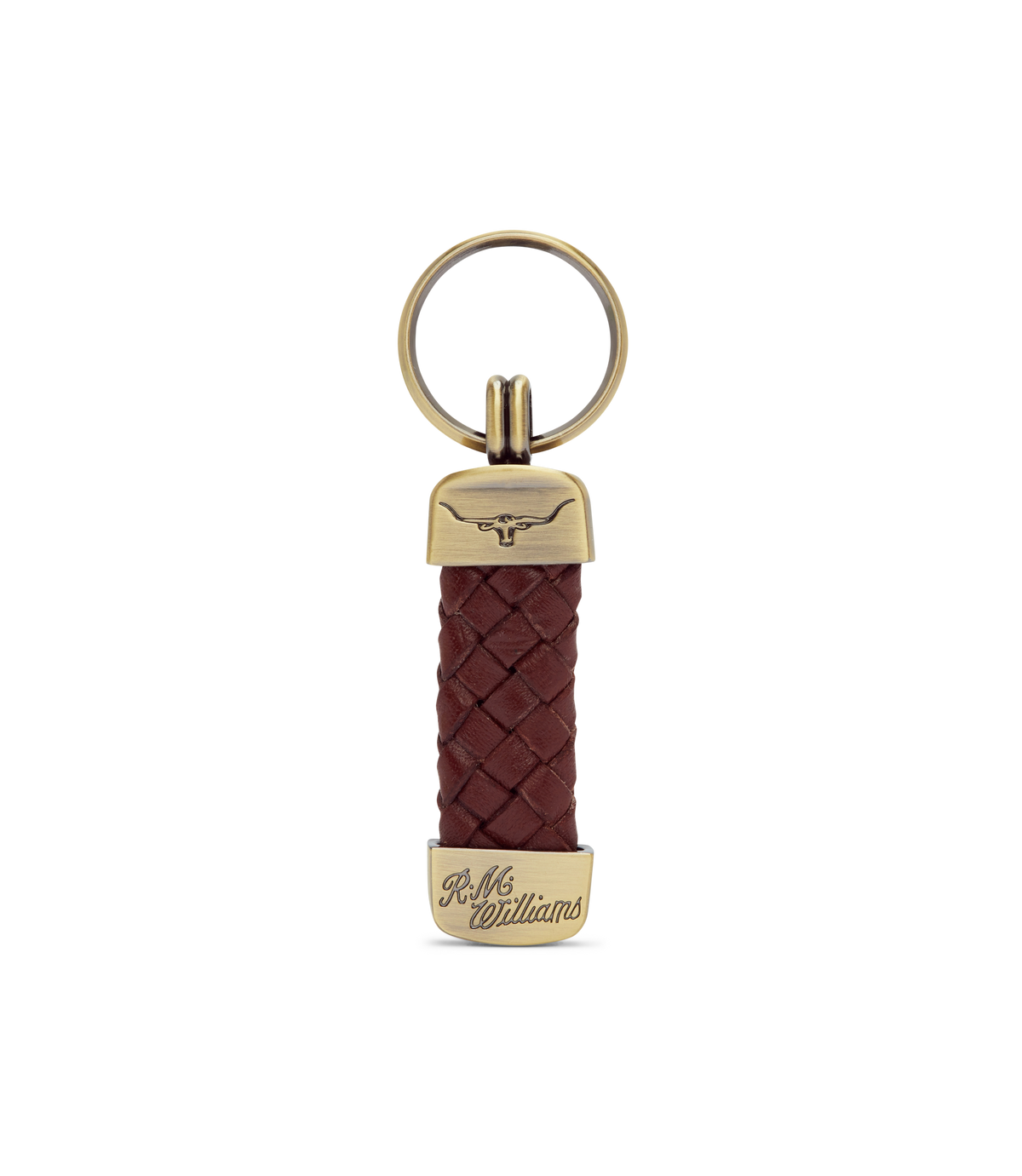 R.M.Williams - Plaited Keyring - Brass Tone Fittings - Brown