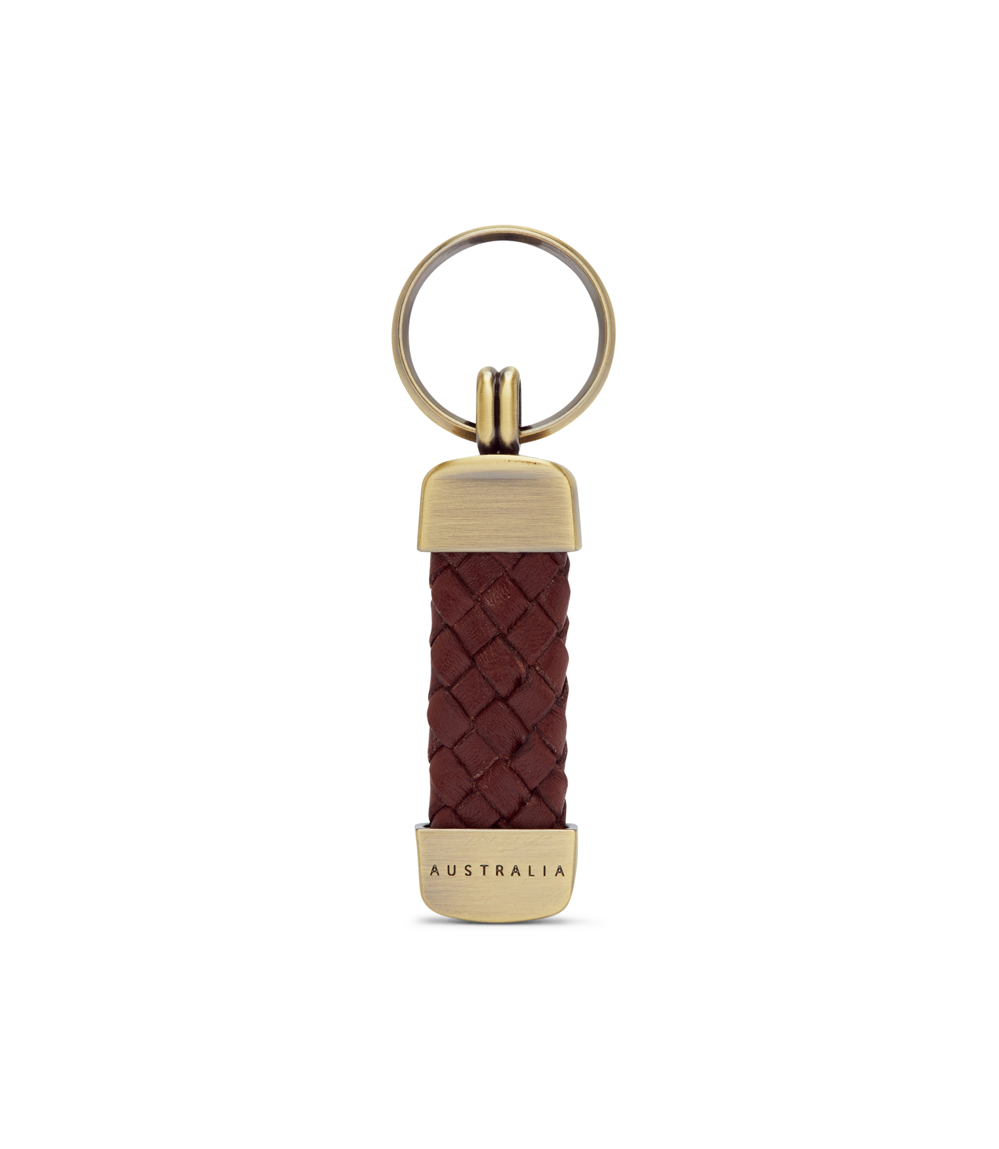 R.M.Williams - Plaited Keyring - Brass Tone Fittings - Brown