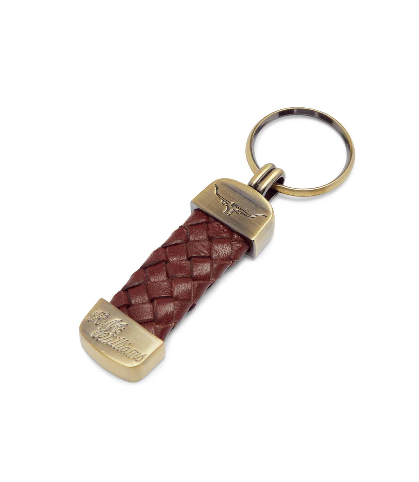 R.M.Williams - Plaited Keyring - Brass Tone Fittings - Brown