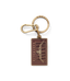 R.M.Williams - Heritage Logo Enamel Keyring - Chestnut with brass hardware and spring-loaded snap hook.