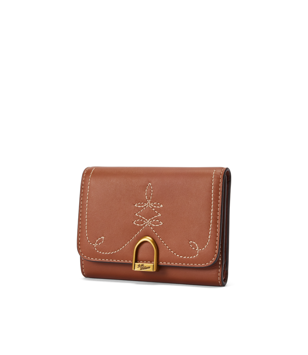 R.M.Williams - Eden Stitched Mini Wallet - Tan featuring elegant leather and stirrup-inspired hardware.