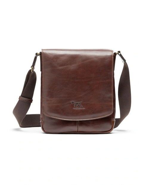 Rodd & Gunn - Cambridge Mini Messenger Bag - Chocolate, crafted from rich European leather with adjustable strap.