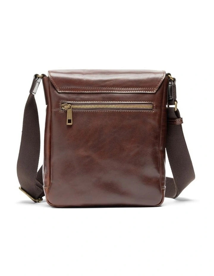 Rodd & Gunn - Cambridge Mini Messenger Bag - Chocolate in rich European leather with adjustable strap.