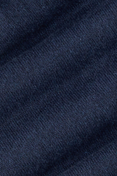 M.J. Bale - Long Sleeve Polo Jumper - Cotton/Cashmere - Navy Melange