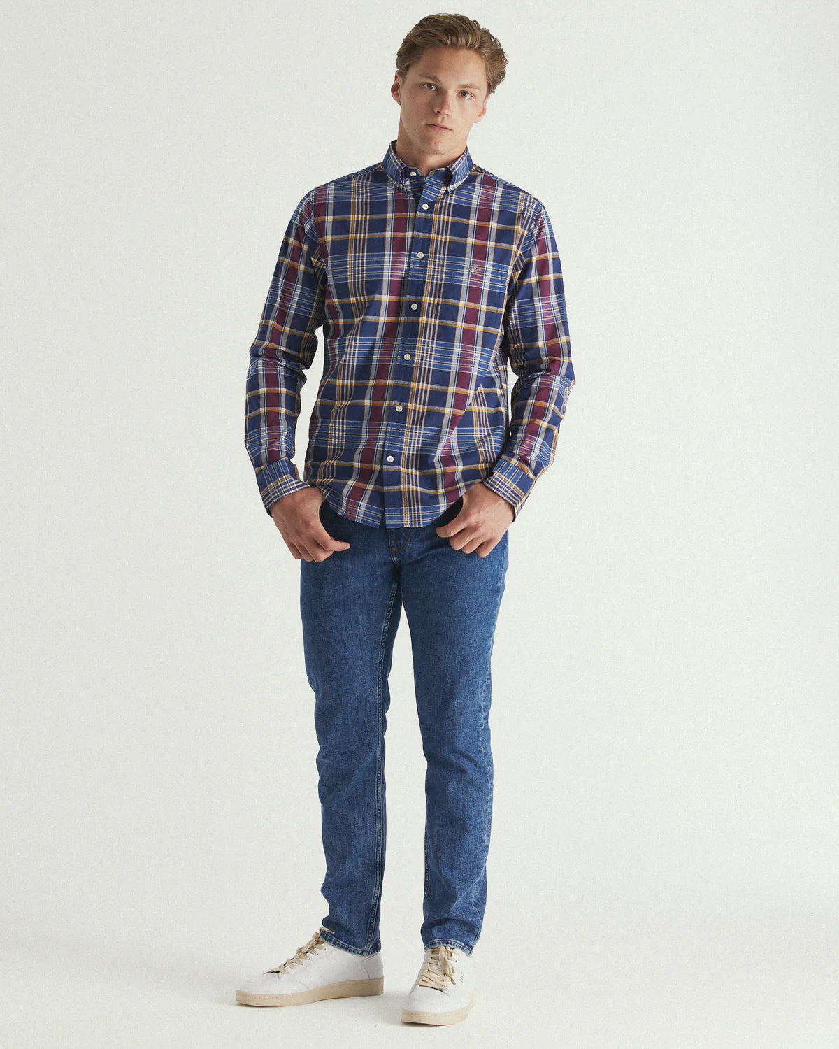 GANT - Poplin Shirt - Check - Persian Blue