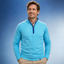 Colour & Sons - Cotton Zip Neck Sweater - Ocean