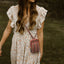 Jekyll and Hide - Womens Small Mobile Phone Sling Purse - Mulitple Colours in a floral dress with a crossbody style.