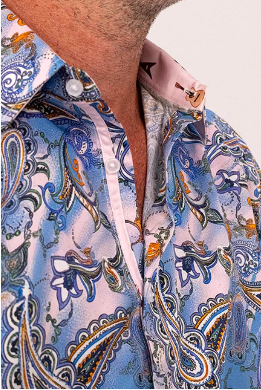 Rock & Roll Religion - Walkden Pailsley LS Shirt - Sky