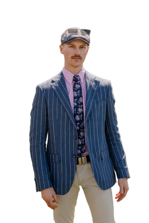 Boston - Siena Stripe Linen Sports Jacket - Blue