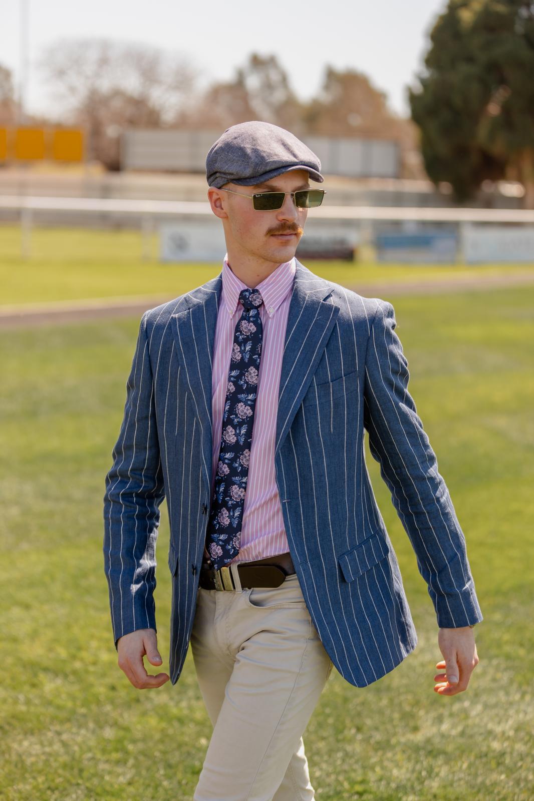 Boston - Siena Stripe Linen Sports Jacket - Blue