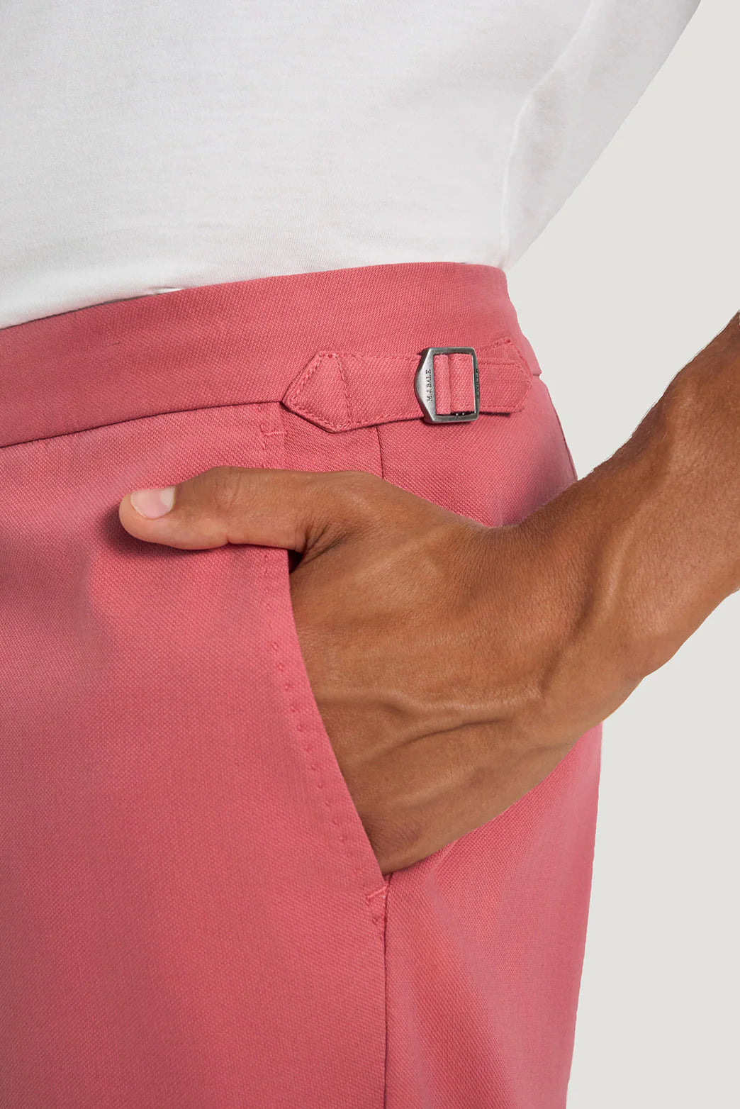 M.J. Bale - Farrelly Side Tab Short- Red side tab detail with pocket