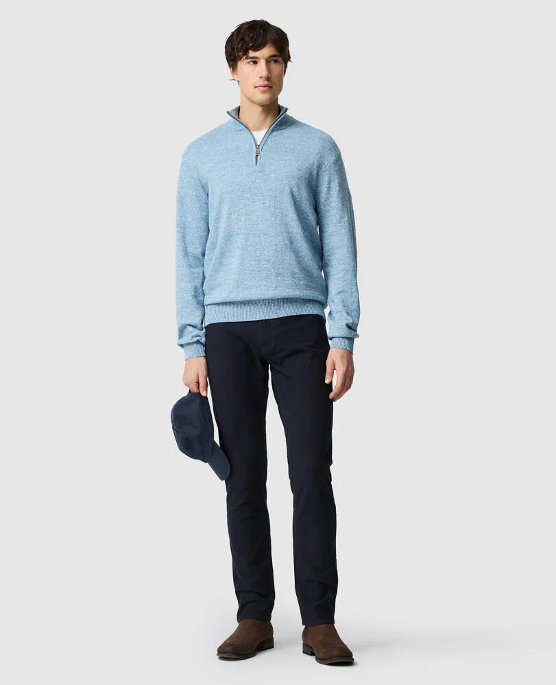Rodd & Gunn - Fortrose Quarter Zip Jumper - Ocean Blue