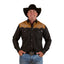Ringers Western - Franklin Western Shirt - Charcoal worn by a man with a cowboy hat showcasing western style details.