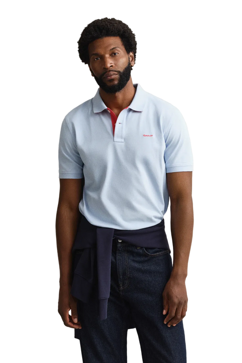 GANT - Regular Contrast Pique SS Polo - Fresh Blue