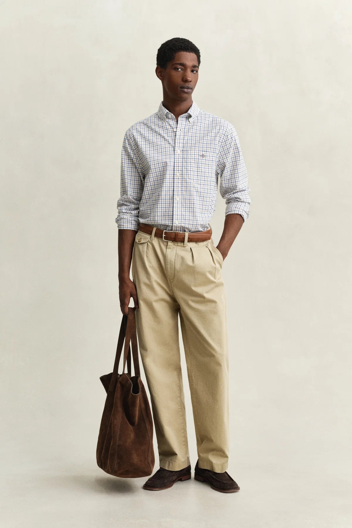 GANT - Reg Classic Checked Poplin Shirt - Taupe