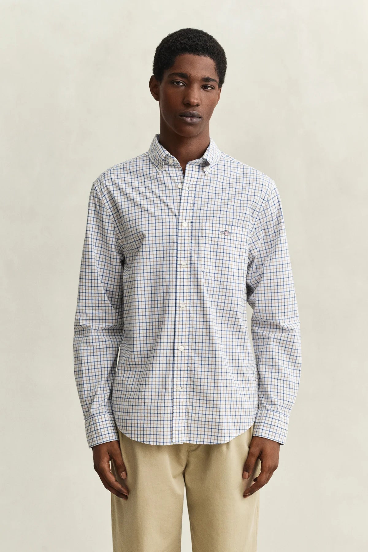 GANT - Reg Classic Checked Poplin Shirt - Taupe