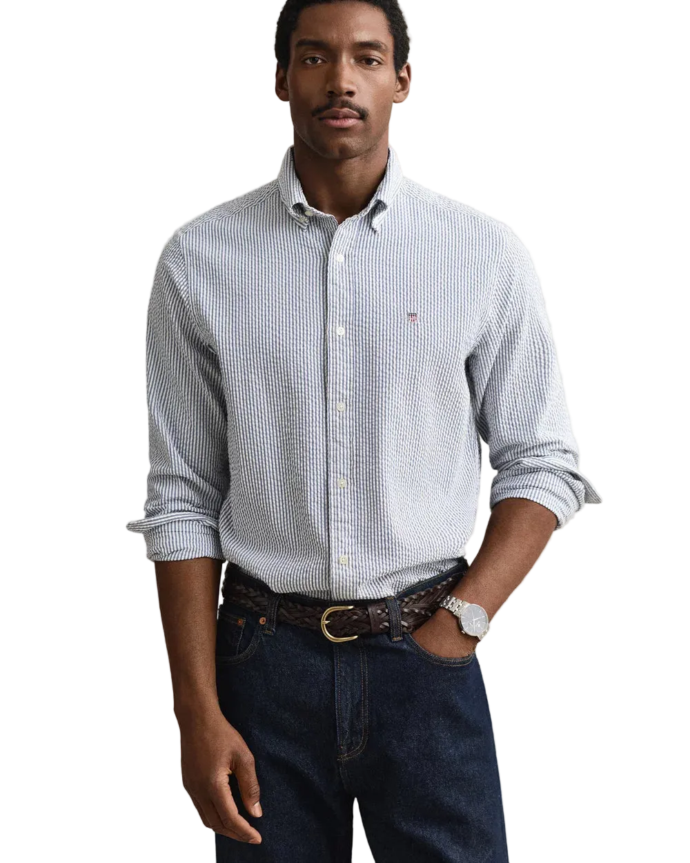 Gant - Seersucker Stripe Shirt - Vintage Blue
