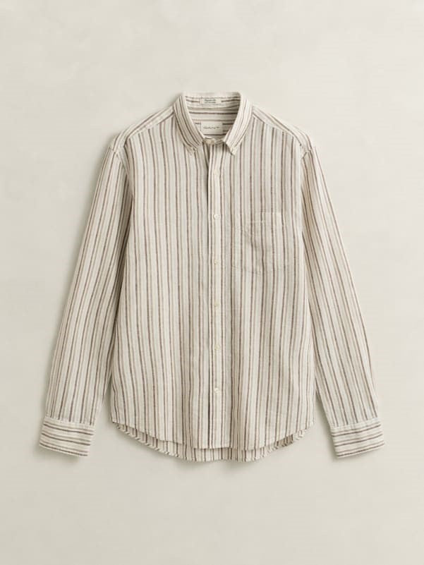 GANT - Striped Linen Blend Shirt - Taupe