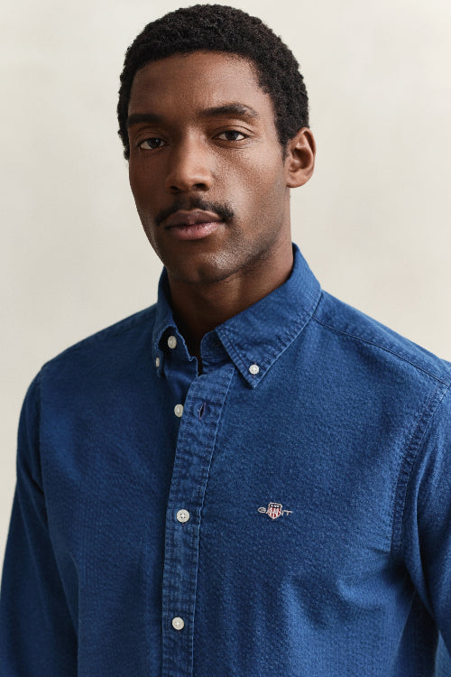 GANT- Seersucker Stripe Shirt - Indigo
