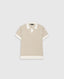 Rodd & Gunn - Galdfield Knit Polo - Cream featuring a geometric stitch pattern and lightweight design.