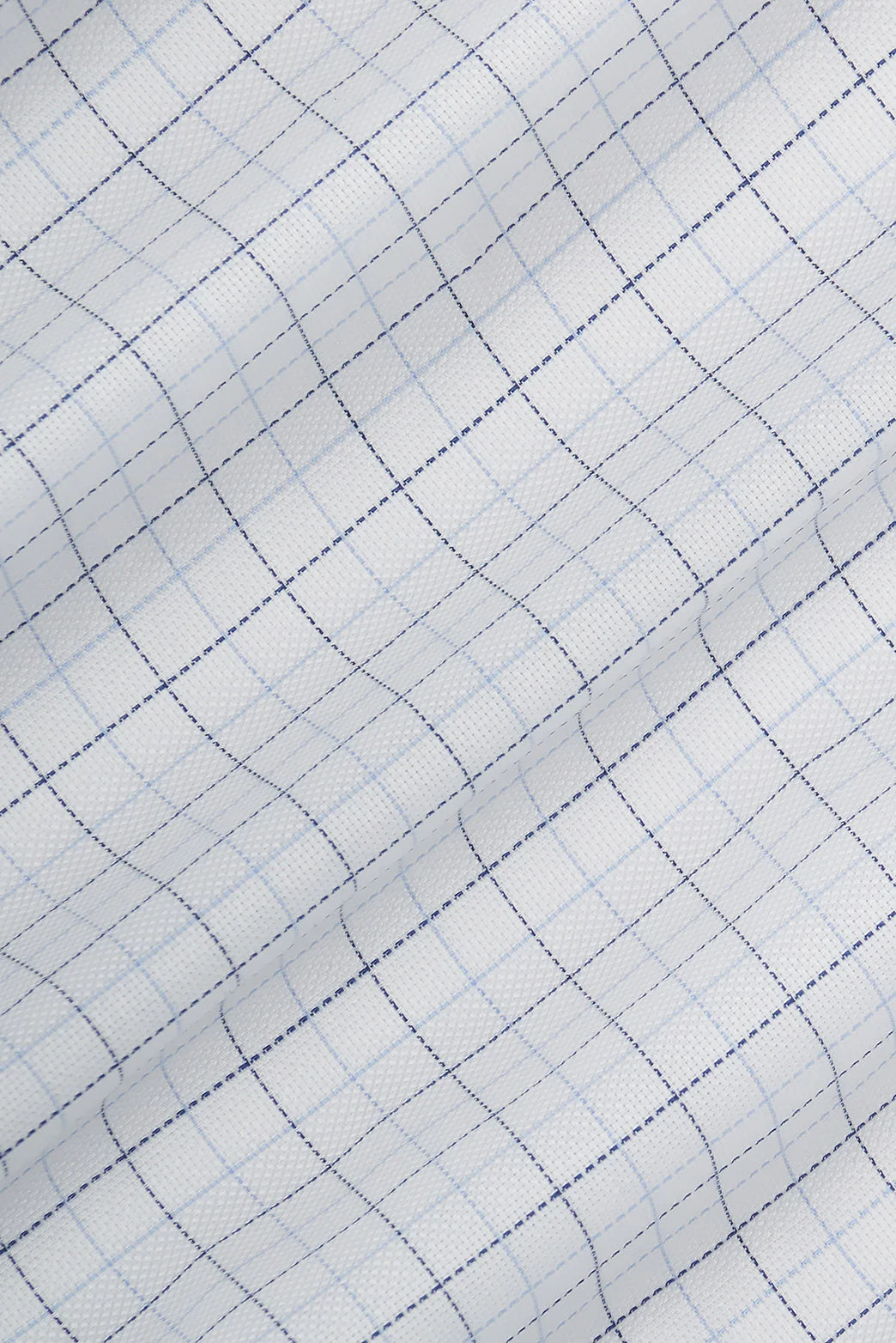 M.J. Bale - Garrett Oxford Shirt - Check - Sky/Navy - MULTIBUY fabric detail showcasing exclusive oxford grid check design.