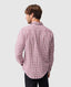 Rodd & Gunn - Gebbies Valley Linen Shirt - Check - Berry - Back view showcasing traditional gingham design.