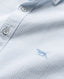 Rodd & Gunn - Gunn Oxford Shirt - Stripe - Capri - MULTIBUY featuring a close-up of light blue Bengal stripes and logo.