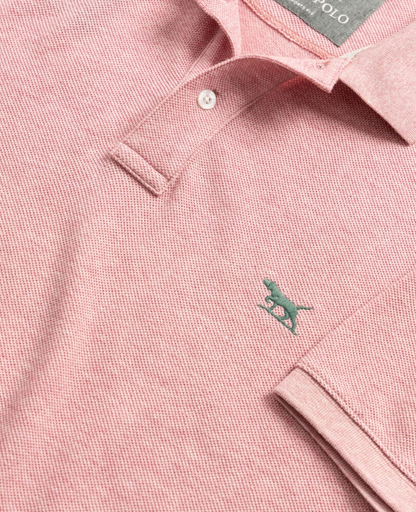Rodd & Gunn - The Gunn Polo - Coral - MULTIBUY, featuring a green pointer dog logo on a coral pique fabric.