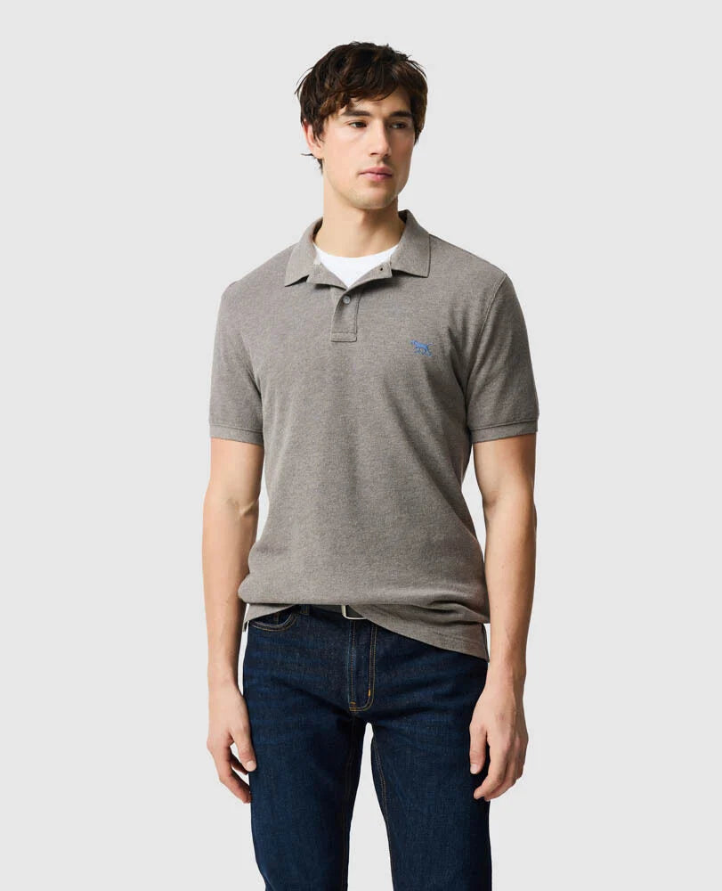 Rodd & Gunn - The Gunn Polo - Mocha - MULTIBUY worn by a male model, showcasing its durable pique fabric and sports fit.