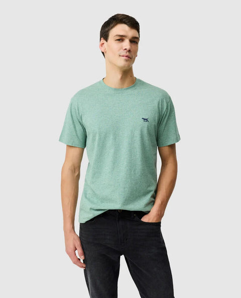 Rodd & Gunn - The Gunn T-Shirt 2.0 - Dusty Sage - MULTIBUY model wearing a green crew neck T-shirt.