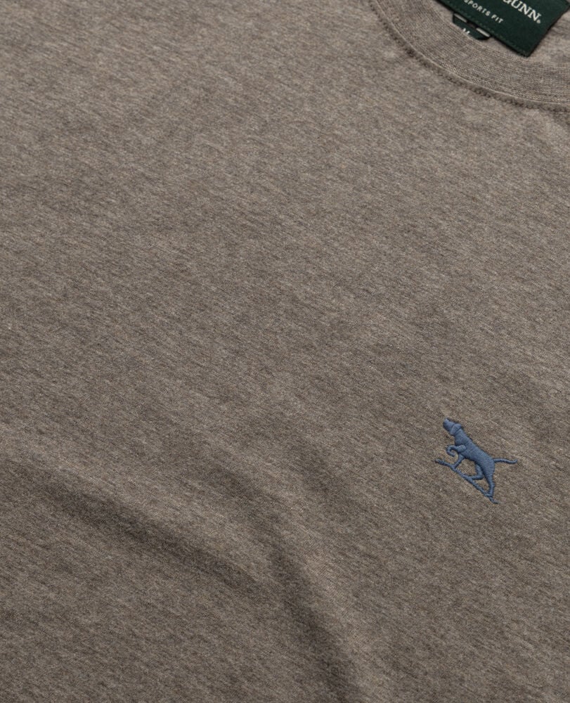 Rodd & Gunn - The Gunn T-Shirt 2.0 - Mocha - MULTIBUY showing classic crew neck with signature embroidery.