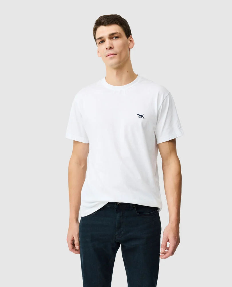 Rodd & Gunn - The Gunn T-Shirt 2.0 - Snow - MULTIBUY worn by a model showcasing its classic crew neck design.