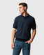 Rodd & Gunn - Halken Knit Polo - Midnight showcased on a model, featuring a two-tone geometric knit pattern.