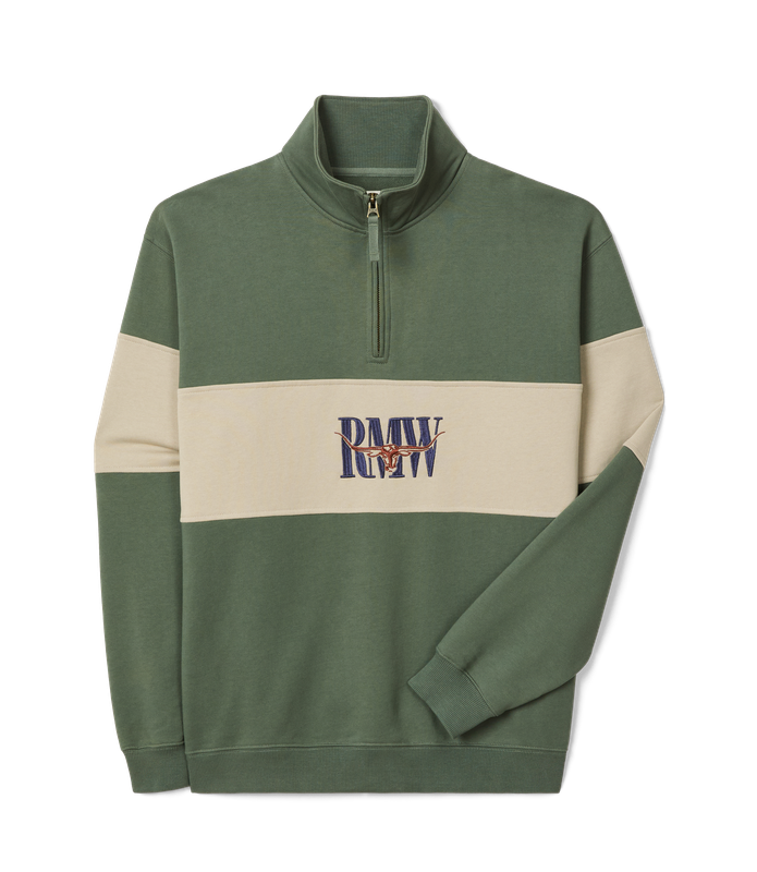 R.M.Williams - Heritage Quarter Zip Sweatshirt - Spruce Green & Beige