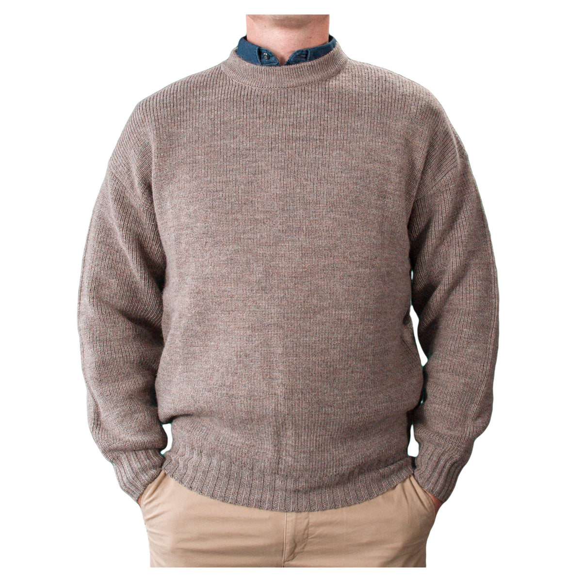 Ansett Clothing - Pure Wool Crew Neck Jumper - Wheat
